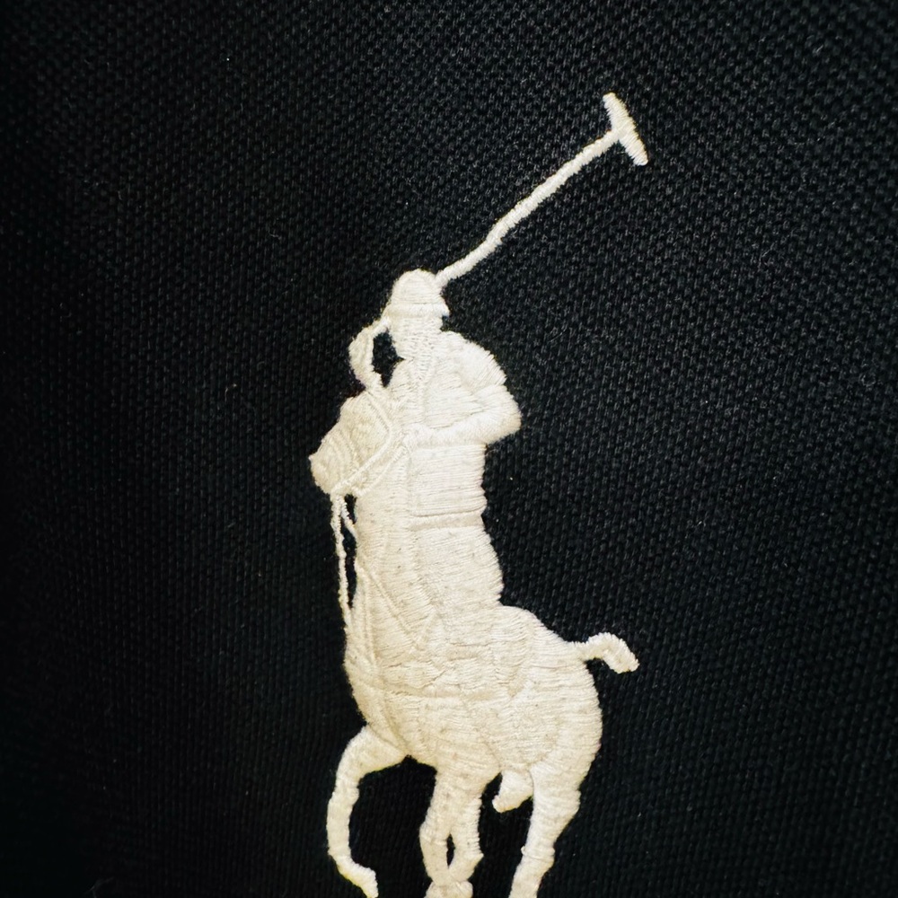 Ralph Lauren Black and White Polo with Gold Embroidered Crest - Size L - Picture 3 of 9